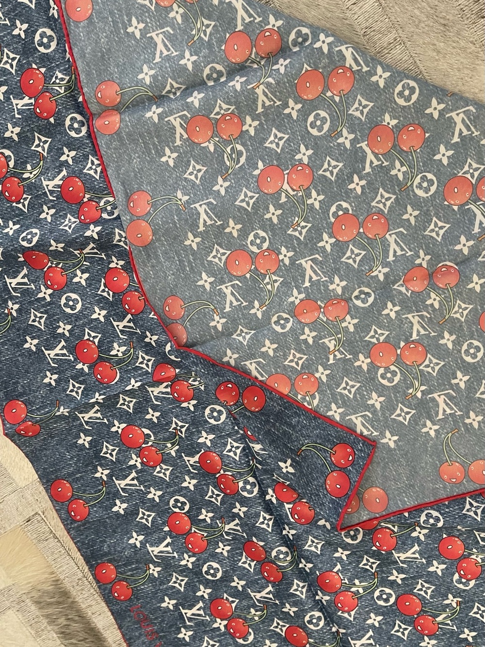Denim Blue LV Silk Scarf - Picture 3 of 4